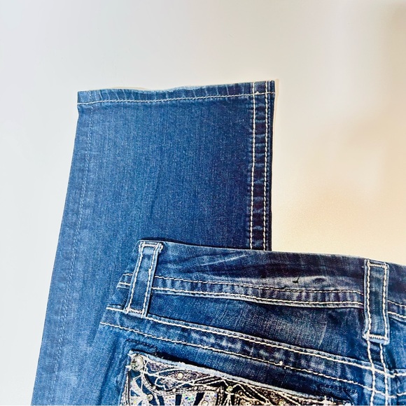 Miss Me jeans Signature Cropped Straight jeans embellished pockets women Size 32 - Picture 8 of 12